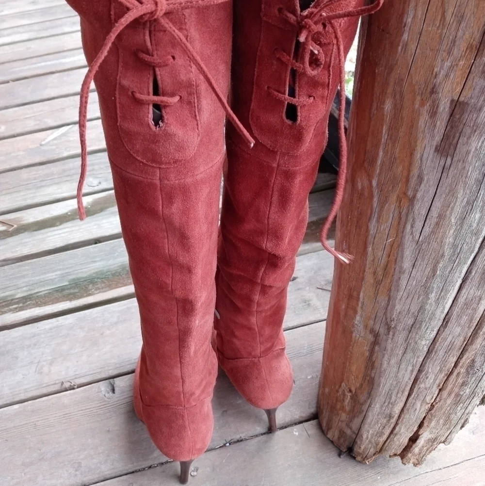 Sam Edelman 'Vesey' Over the Knee Red Wine Boot Suede Size 6M. New without box.